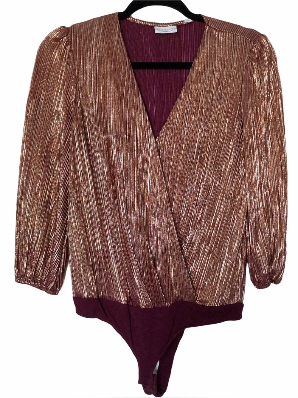 Eva Mendes for New York and Co. Metallic Long Sleeve Bodysuit XS